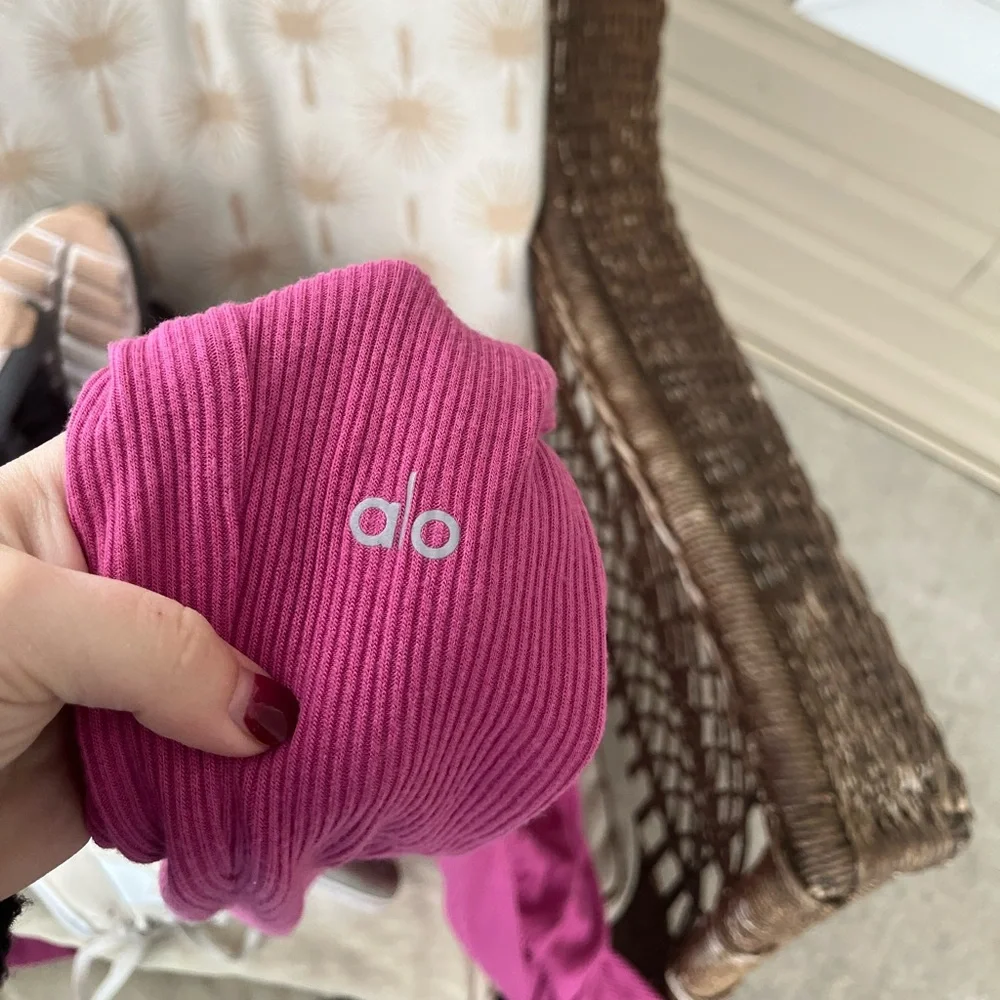 ALO Yoga Pink Ribbed Track Pants